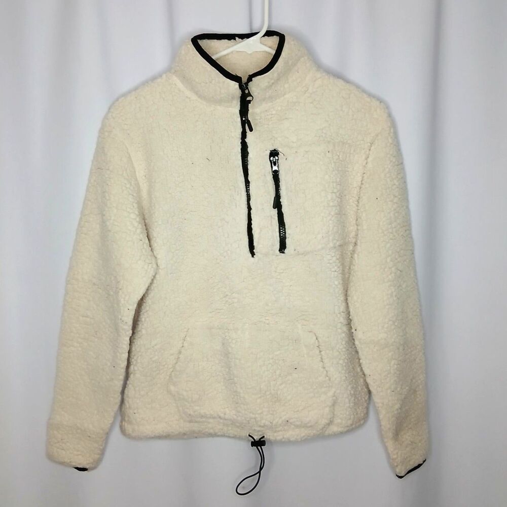 No Boundaries NOBO Sherpa Pullover Top Half Zip Sweater Pockets Plush sz: Med